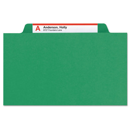 Expanding Recycled Heavy Pressboard Folders, 1/3-Cut Tabs: Assorted, Letter Size, 1" Expansion, Green, 25/Box