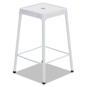 Bar-Height Steel Stool, Backless, Supports Up To 250 Lb, 29" Seat Height, White