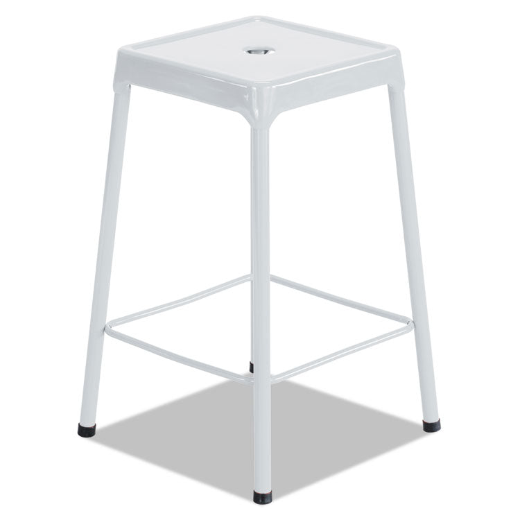 Bar-Height Steel Stool, Backless, Supports Up To 250 Lb, 29" Seat Height, White