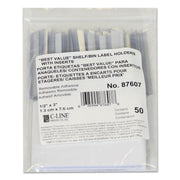 Self-Adhesive Label Holders, Top Load, 0.5 x 3, Clear, 50/Pack