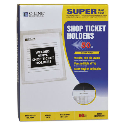 Clear Vinyl Shop Ticket Holders, Both Sides Clear, 15 Sheets, 8.5 x 11, 50/Box