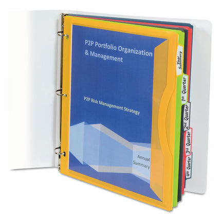 Binder Pocket With Write-On Index Tabs, 9.88 X 11.38, Assorted, 5/set