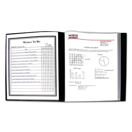 Bound Sheet Protector Presentation Book, 12 Letter-Size Sleeves, Black