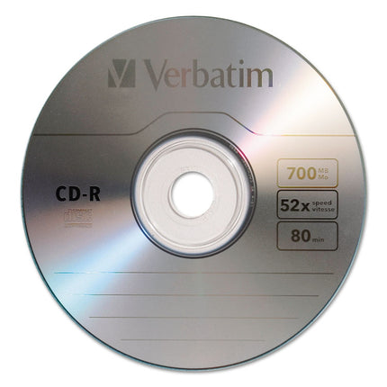 Cd-R Recordable Disc, 700 Mb/80 Min, 52x, Spindle, Silver, 100/pack