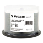 Dvd+r Dual Layer Printable Recordable Disc, 8.5 Gb, 8x, Spindle, White, 50/pack