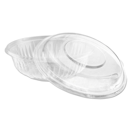 PresentaBowls Bowl/Lid Combo-Paks, 24 oz, 7.25" Diameter x 2.38" h, Clear, Plastic, 63/Pack, 2 Pack/Carton