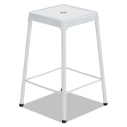 Counter-Height Steel Stool, Backless, Supports Up To 250 Lb, 25" Seat Height, White
