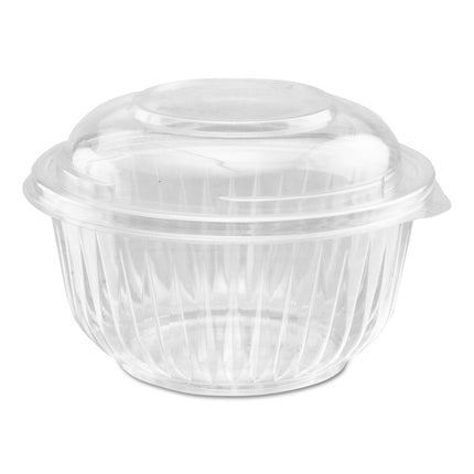 PresentaBowls Bowl/Lid Combo-Paks, 16 oz, 5.38" Diameter x 2.6" h, Clear, Plastic, 63/Pack, 4 Pack/Carton