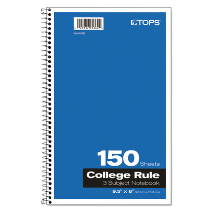 Coil-Lock Wirebound Notebook, 3-Subject, Medium/College Rule, Randomly Assorted Cover Color (Set 2), (150) 9.5 x 6 Sheets