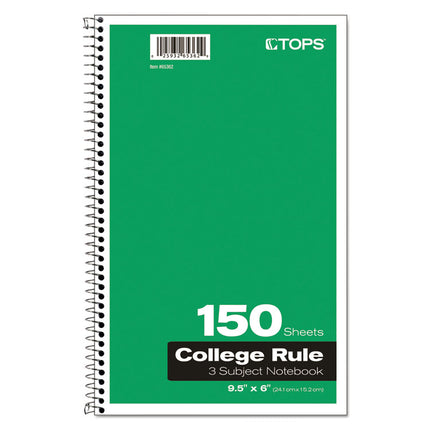 Coil-Lock Wirebound Notebook, 3-Subject, Medium/College Rule, Randomly Assorted Cover Color (Set 2), (150) 9.5 x 6 Sheets