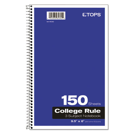 Coil-Lock Wirebound Notebook, 3-Subject, Medium/College Rule, Randomly Assorted Cover Color (Set 2), (150) 9.5 x 6 Sheets