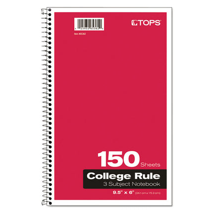 Coil-Lock Wirebound Notebook, 3-Subject, Medium/College Rule, Randomly Assorted Cover Color (Set 2), (150) 9.5 x 6 Sheets