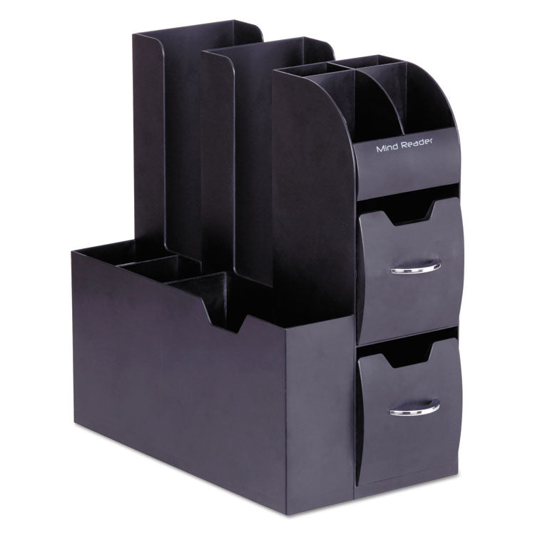 Coffee Condiment Caddy Organizer, 10 Compartments, 5.4 x 11 x 12.6, Black