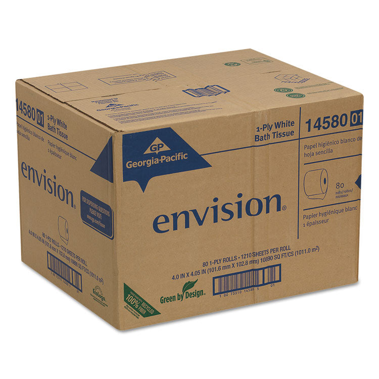 Pacific Blue Basic Bathroom Tissue, Septic Safe, 1-Ply, White, 1,210 Sheets/roll, 80 Rolls/carton