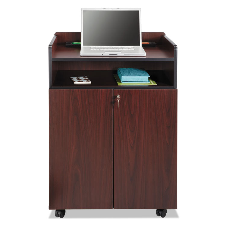 Executive Mobile Presentation Stand, 29.5 X 20.5 X 40.75, Mahogany