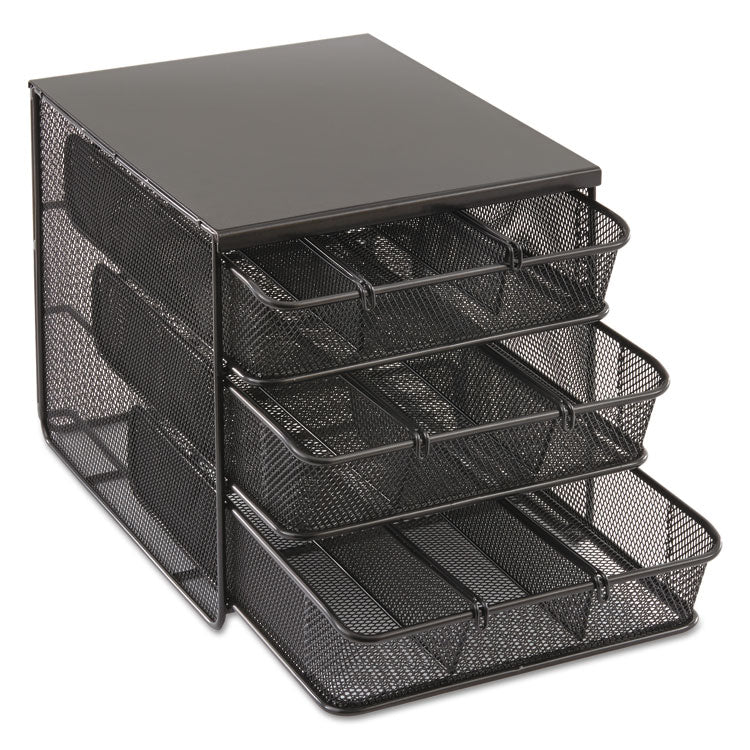 3 Drawer Hospitality Organizer, 7 Compartments, 11.5 x 8.25 x 8.25, Black