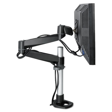 Dual-Swivel Monitor Arm, 360 Degree Rotation, +15 Degree/-90 Degree Tilt, 180 Degree Pan, Black/Gray, Supports 30 lbs
