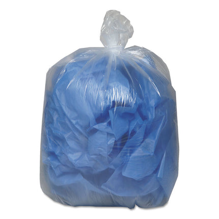 Linear Low Density Clear Recycled Can Liners, 45 gal, 1.5 mil, 40" x 46", Clear, 10 Bags/Roll, 10 Rolls/Carton