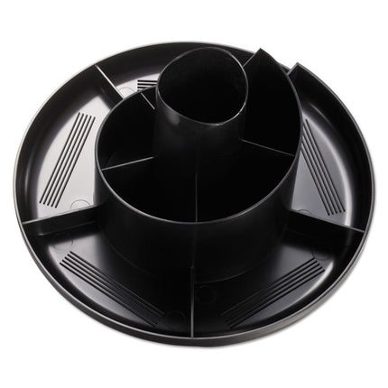 Rotary Desk Organizer, 11 Compartments, Plastic, 8.75" Diameter x 5.38"h, Black