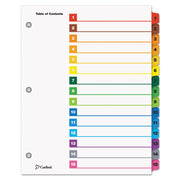 OneStep Printable Table of Contents and Dividers, 15-Tab, 1 to 15, 11 x 8.5, White, Assorted Tabs, 1 Set