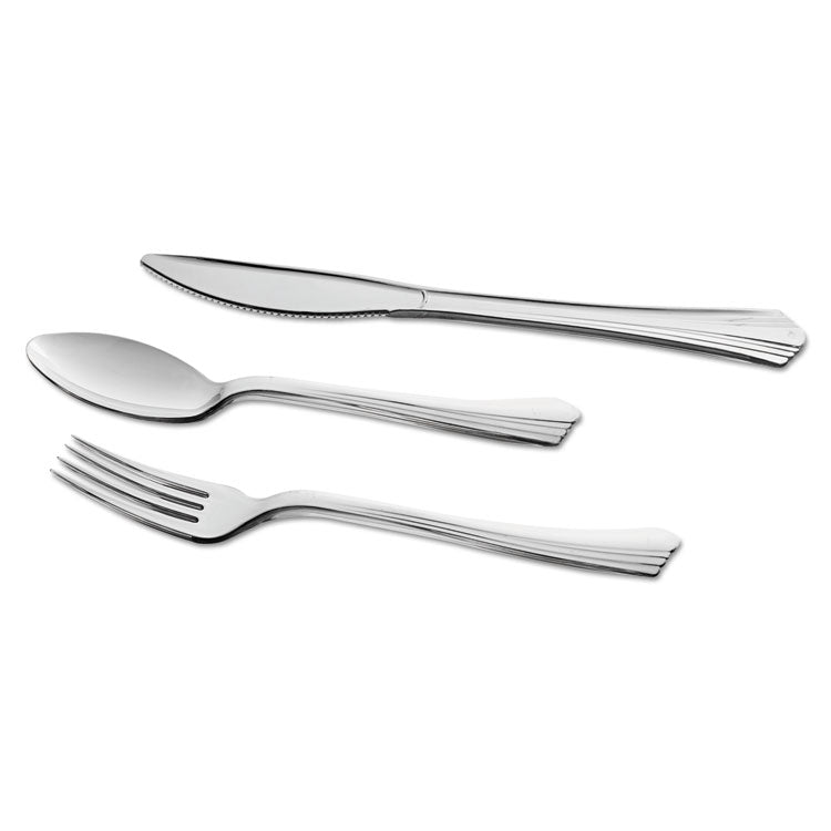 Reflections Heavyweight Plastic Utensils, Fork, Silver, 40/Pack