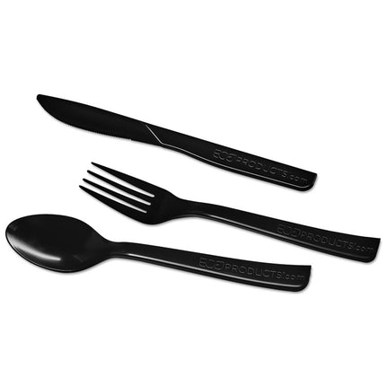 100% Recycled Content Cutlery, Fork, Plastic, Black, 50/Pack, 20 Packs/Carton