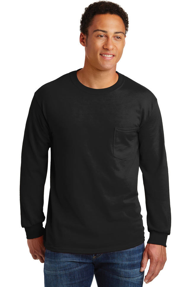 Gildan ® - Ultra Cotton ® 100% US Cotton Long Sleeve T-Shirt with Pocket.  2410