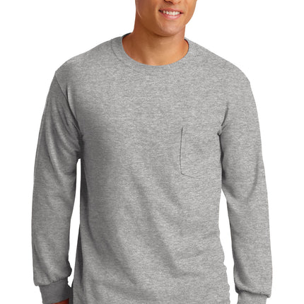 Gildan ® - Ultra Cotton ® 100% US Cotton Long Sleeve T-Shirt with Pocket.  2410