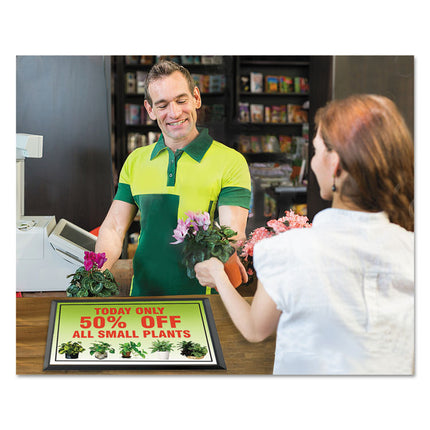 AdMat Counter-Top Sign Holder and Signature Pad, 8.5 x 11, Black