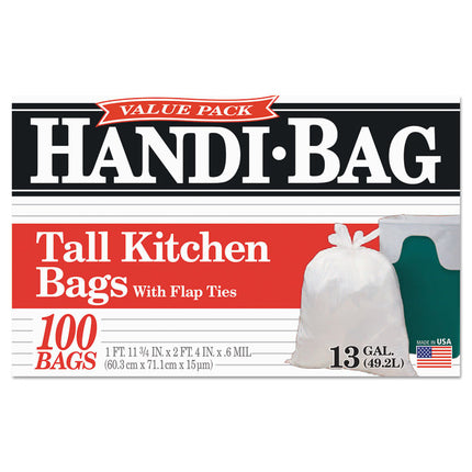 Super Value Pack Can Liners, 13 gal, 0.6 mil, 23.75" x 28", White, 100 Bags/Box, 6 Boxes/Carton
