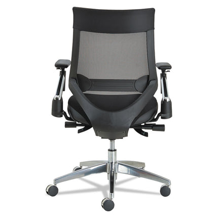 Alera Eb-W Series Pivot Arm Multifunction Mesh Chair, Supports 275 Lb, 18.62" To 22.32" Seat, Black Seat/back, Aluminum Base