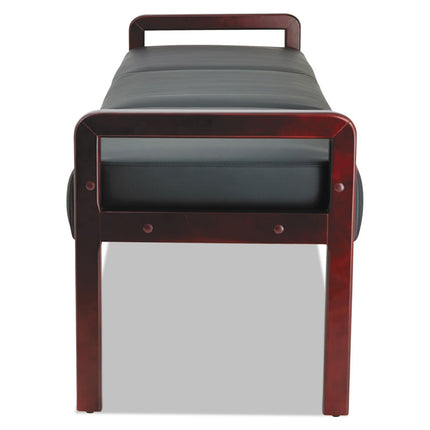 Alera Reception Lounge WL Series Three-Seat Bench, 65.75" x 22.25" x 22.88", Black Seat, Mahogany Base