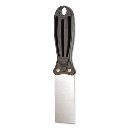 Putty Knife, 1.5" Wide, Carbon Steel Blade, Flexible Handle, Black/Silver, 24/Carton