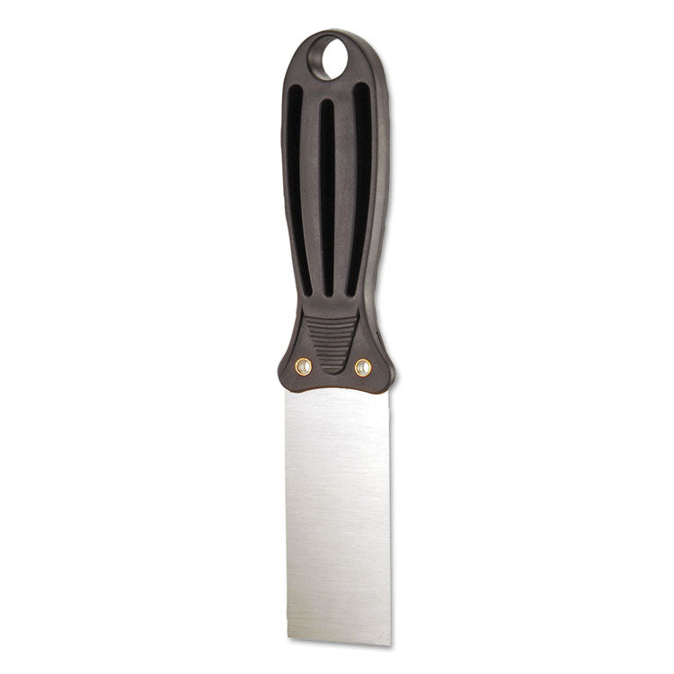 Putty Knife, 1.5" Wide, Carbon Steel Blade, Flexible Handle, Black/Silver, 24/Carton