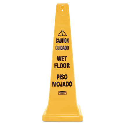 Multilingual Wet Floor Safety Cone, 12.25 X 12.25 X 36