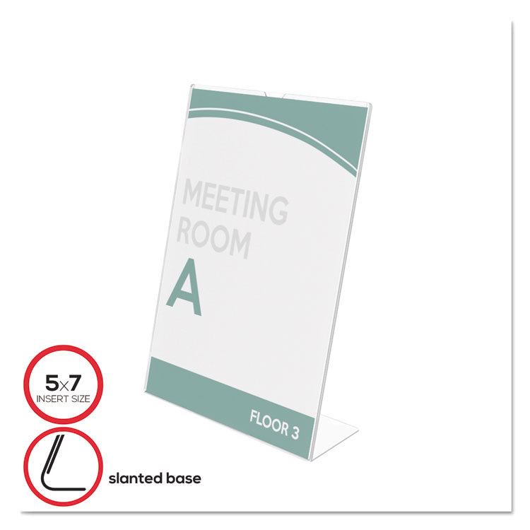 Superior Image Slanted Sign Holder, Portrait, 5 X 7 Insert, Clear