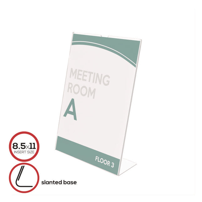 Superior Image Slanted Sign Holder, Portrait, 8.5 x 11 Insert, Clear