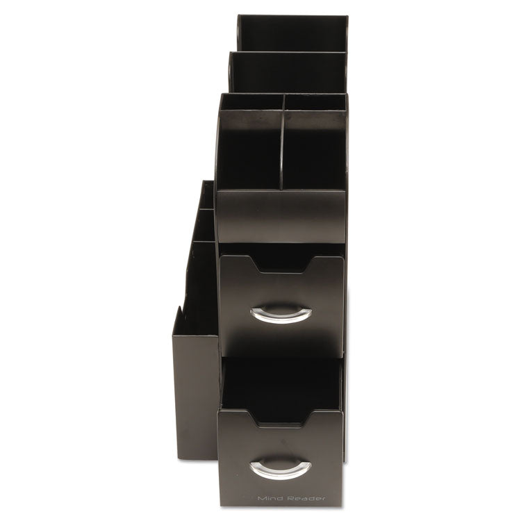 Coffee Condiment Caddy Organizer, 10 Compartments, 5.4 x 11 x 12.6, Black