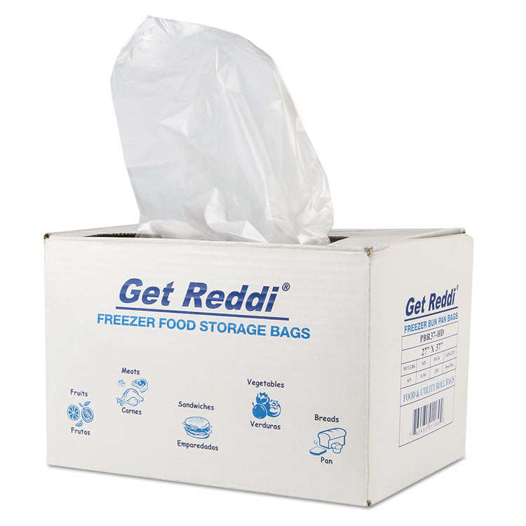 Get Reddi Freezer Food Storage Bags for Full-Size Bun Pans, Includes Twist-Ties, 27" x 37", Natural, 200/Carton