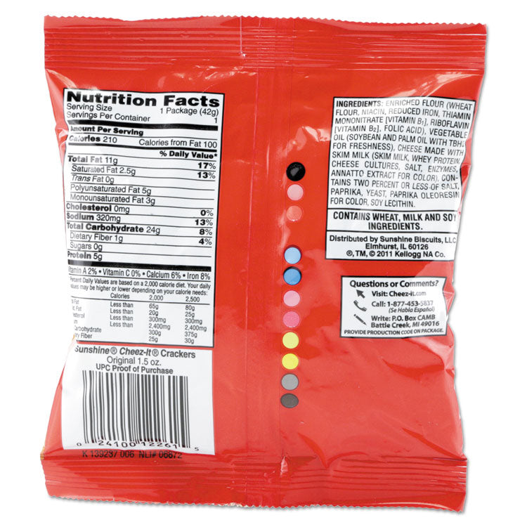 Cheez-It Crackers, Original, 1.5 Oz Pack, 45 Packs/carton