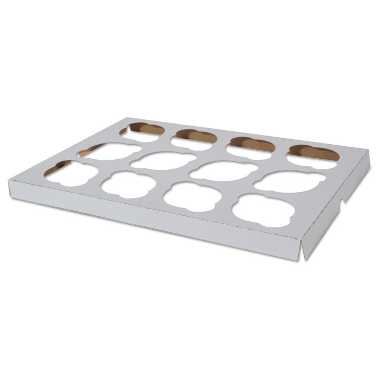 Cupcake Holder Inserts, 12-Cupcake Holder, 9.88 x 13.88 x 0.88, White/Brown, Paper, 200/Carton