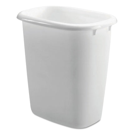 Open-Top Wastebasket, 14.4 qt, Plastic, White, 6/Carton