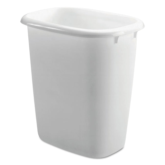 Open-Top Wastebasket, 14.4 qt, Plastic, White, 6/Carton
