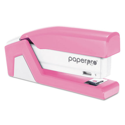 Incourage Spring-Powered Compact Stapler With Antimicrobial Protection, 20-Sheet Capacity, Pink/gray
