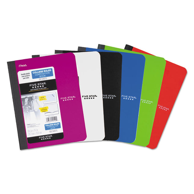 Composition Book, Medium/College Rule, Randomly Assorted Cover Color (Set 1), (100) 9.75 x 7.5 Sheets