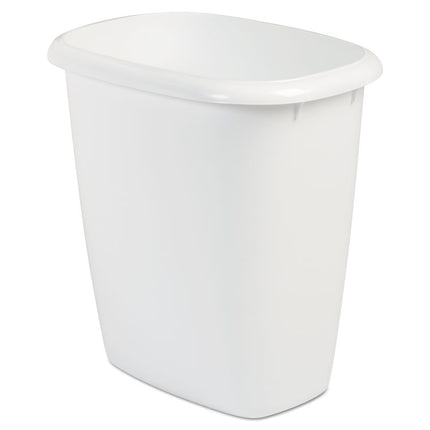 Open-Top Wastebasket, 14.4 qt, Plastic, White, 6/Carton