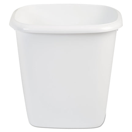 Open-Top Wastebasket, 14.4 qt, Plastic, White, 6/Carton