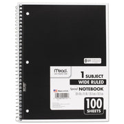 Spiral Notebook, 1-Subject, Wide/Legal Rule, Randomly Assorted Cover Color, (100) 10.5 x 7.5 Sheets