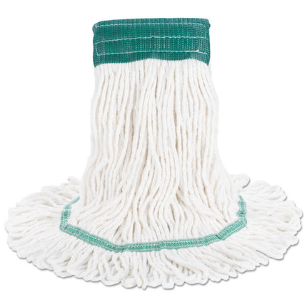 Super Loop Wet Mop Head, Cotton/Synthetic Fiber, 5" Headband, Medium Size, White, 12/Carton