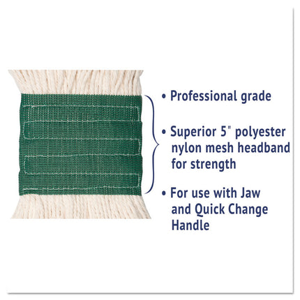 Super Loop Wet Mop Head, Cotton/Synthetic Fiber, 5" Headband, Medium Size, White, 12/Carton